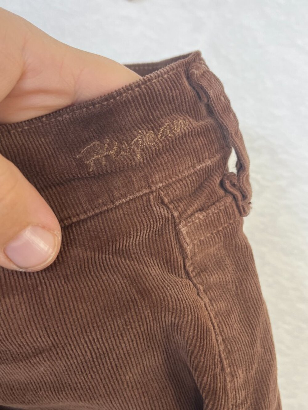 Goldsign Boyfriend Bootcut Corduroy sz 31 Jeans Made in USA Chocolate Collegiate - Picture 10 of 13